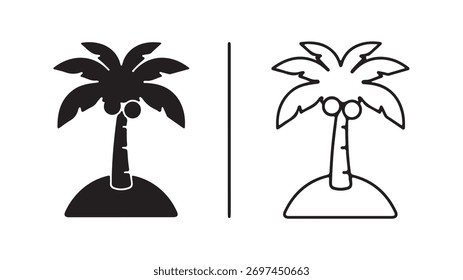 Palm tree icon set with transparent background