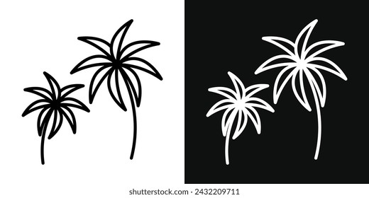 Palm Tree Icon Set. Vector Illustration
