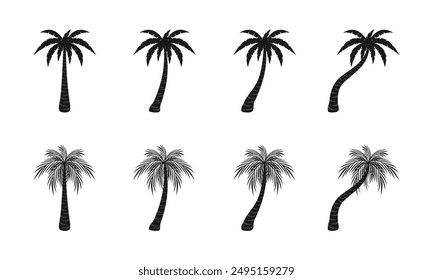 palm tree icon set vector illustration isolated on white background.