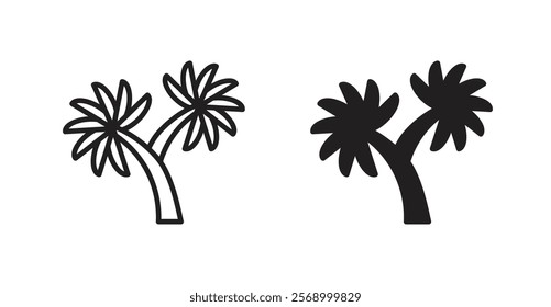 Palm tree icon set vector graphics designs