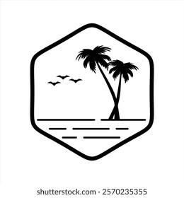 Palm tree icon silhouette design. Palm tree logo design vector.