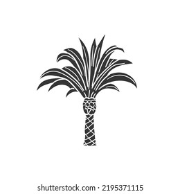 Palm Tree Icon Silhouette Illustration. Summer Vector Graphic Pictogram Symbol Clip Art. Doodle Sketch Black Sign.