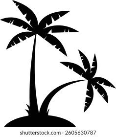 A Palm Tree Icon Silhouette Illustration on White Background. 
