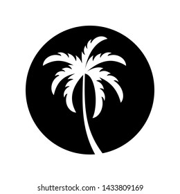 palm tree icon silhouette, palm logo vector template with circle line around