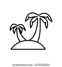Icono de la palma. Estilo de contorno simple. Dos palmeras en la isla, la playa, el concepto de naturaleza. Símbolo de línea delgada. Ilustración vectorial aislada.