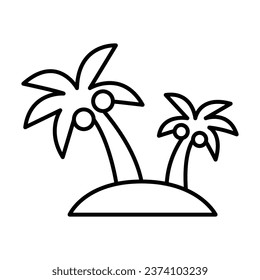 Palm tree icon. Simple outline style. Tropical, coconut, summer concept. Thin line symbol. Vector illustration isolated.