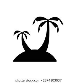 Palm tree icon. Simple solid style. Two palm trees on island, beach, nature concept. Silhouette, glyph symbol. Vector illustration isolated.