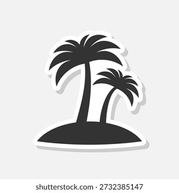 Palm tree icon sticker isolated on gray background