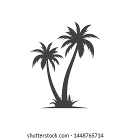 Palm tree icon of summer and travel logo vector illustration design