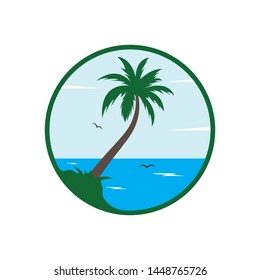 Palm tree icon of summer and travel logo vector illustration design