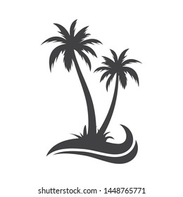 Palm tree icon of summer and travel logo vector illustration design