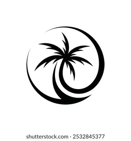 Ícone De Palm Tree Do Verão E Do Projeto De Ilustração Do Vetor De Logotipo De Viagem