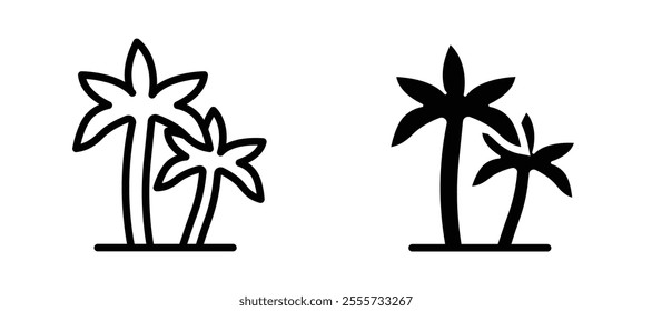 Palm tree icon symbol collection on white background.