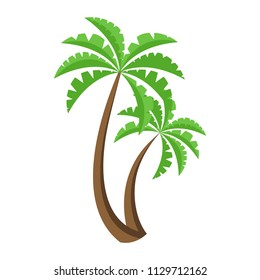 Palm tree icon. Symbol of vacation and beach holidays. Vector illustration flat design. Isolated on white background.