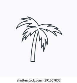 Palm Tree Icon. Travel Or Vacation Symbol. Nature Environment Sign. Linear Outline Icon On White Background. Vector