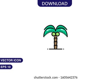 Palm tree icon in trendy flat style isolated on white background vector illustration