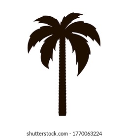 Palm tree icon. Tropical tree. Palm tree silhouette icon Flat style. Vector illustration