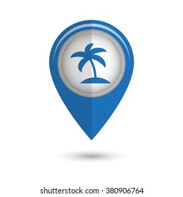 palm tree icon - vector icon;  blue map pointer