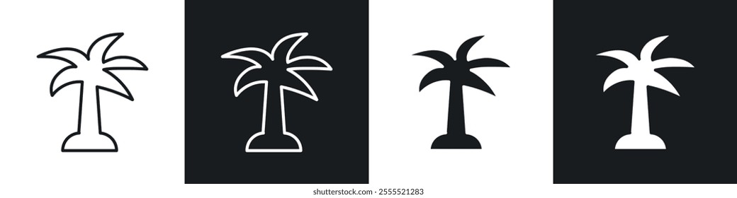 Palm tree icon vector collection in black and white.