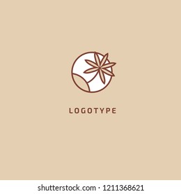 Palm tree icon. Vector flat style illustration resort, hotel logo template. Logo concept of island, loukost, tour, trip, booking hotel, travel application, tourism, summer.