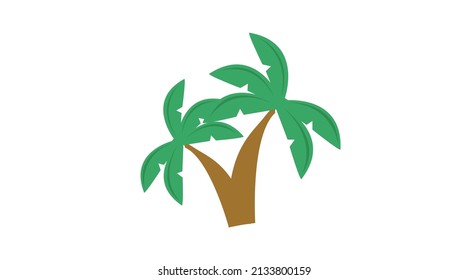 Palm Tree Icon. Vector isolated flat editable illustration of wo palm trees