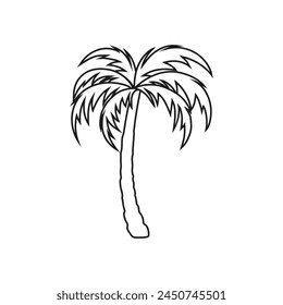 Palm tree icon. Vector. Line style.