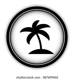 Palm Tree Icon - Vector Icon; Round  Button With Shadow