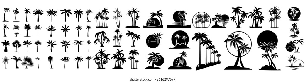 Palm tree icon vector set. Tree illustration sign collection. Island symbol. Rest logo.