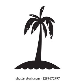 palm tree icon vector silhouette, palm on the beach
