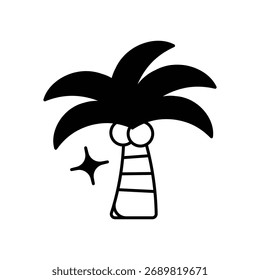 Icono de palmera con fondo blanco Vector Ilustración de stock