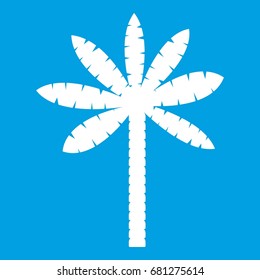 Palm tree icon white isolated on blue background vector illustration