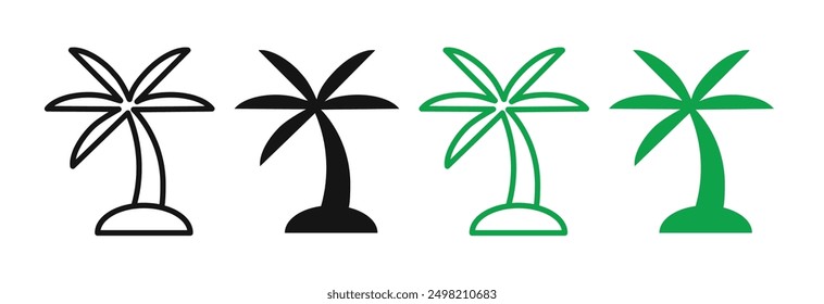 palm tree iconicon vector collection in outlined and solid style