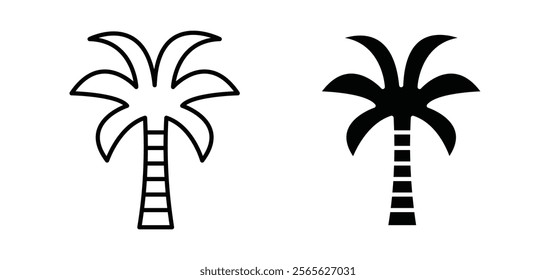 Palm tree icons in black and white colors