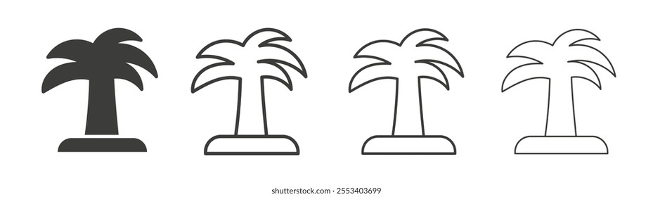 Palm tree icons collection. vector set in black color