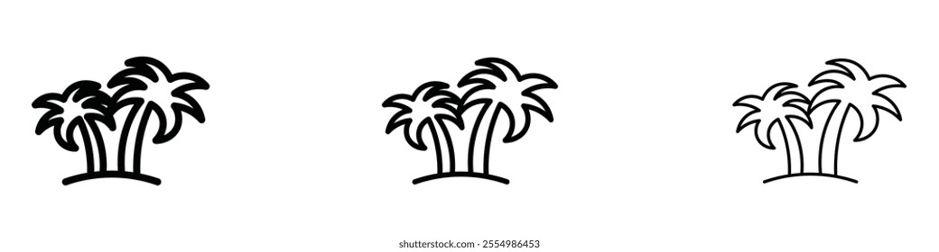 Palm tree icons in tree different stroke sizes