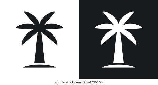 Palm tree icons in flat syle