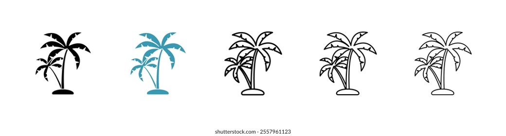 Palm tree icons pack in black and blue.