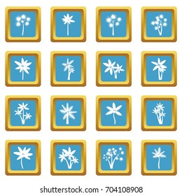 Palm tree icons set in azur color isolated vector illustration for web and any design