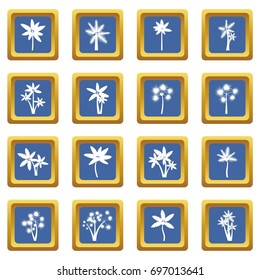 Palm tree icons set in blue color isolated vector illustration for web and any design