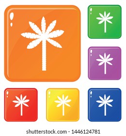 Palm tree icons set collection vector 6 color isolated on white background