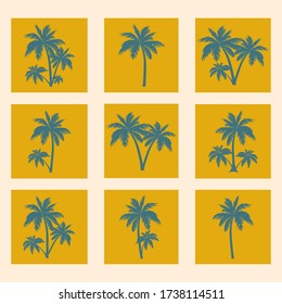Palm tree icons set. Design elements for logo, emblem or stickers.