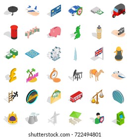 Palm tree icons set. Isometric style of 36 palm tree vector icons for web isolated on white background