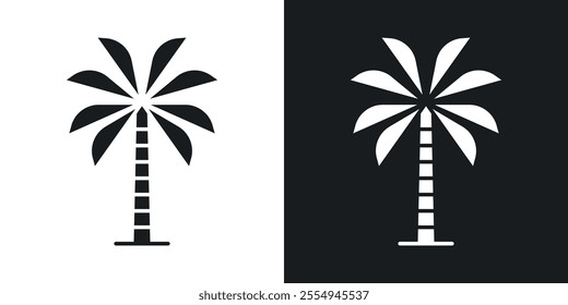 Palm tree icons in solid black and white colors