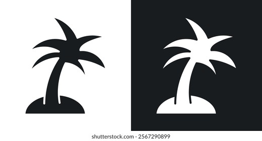 Palm tree icons in solid black and white colors