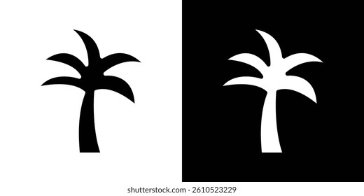 Palm tree icons vector set in solid flat style