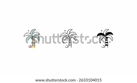 Palm Tree icons vector set color line glyph line icons stock illustration