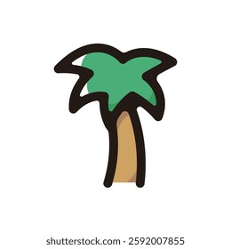 Palm tree illustration icon.Simple vector outline, clipart for graphic design.