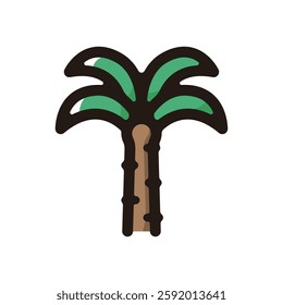 Palm tree illustration icon.Simple vector outline, clipart for graphic design.