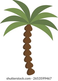 Ilustração de Palm Tree isolada em fundo branco. Vetor de Desenho Animado Plano