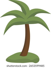 Ilustración de palmera aislada sobre fondo blanco. Vector de dibujos animados plana